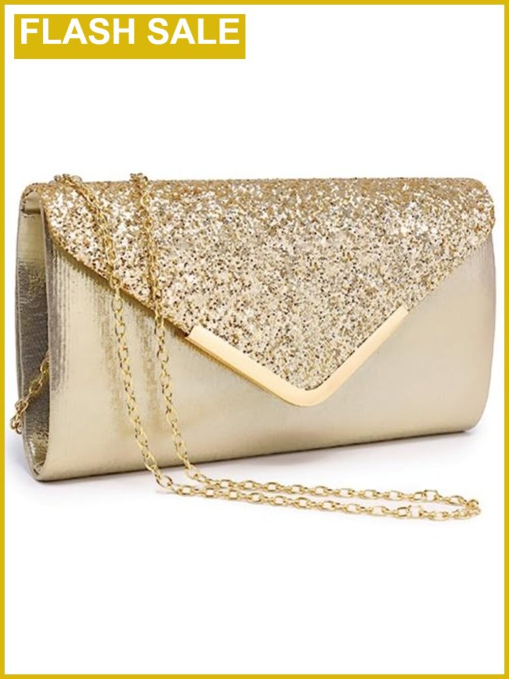 Women Evening Clutch Purse with Chain Strap Glitter Envelope Party Prom Bag